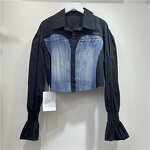 Denim Shirt Manufacturer - OEM/ODM Custom Patchwork Flare Sleeve Contrast