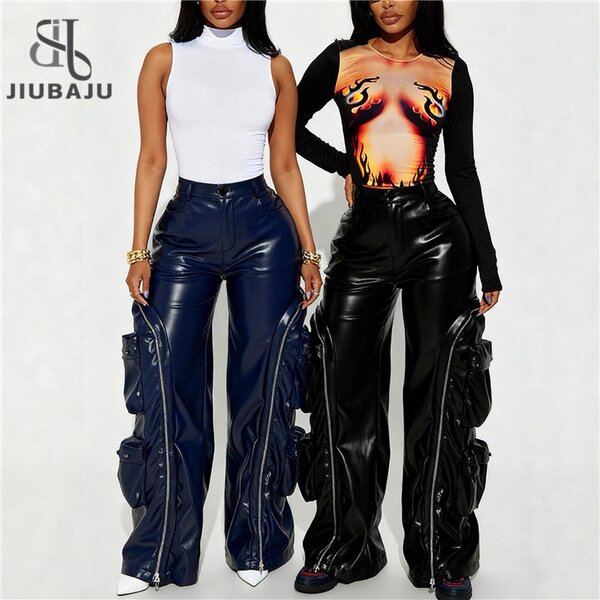 PU Leather Pants Manufacturer - OEM/ODM Custom Loose High Waist Vintage Zipper