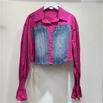 Denim Shirt Manufacturer - OEM/ODM Custom Patchwork Flare Sleeve Contrast
