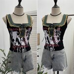 Denim Vest Manufacturer - OEM/ODM Custom Retro Raw Edge Splicing Printed