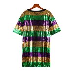 Sequin Dress Manufacturer - OEM/ODM Custom Striped Mardi Gras Color Block