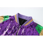 Sequin Coat Manufacturer - OEM/ODM Custom Patchwork Mardi Gras Loose Zipper