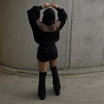 Hoodie Manufacturer - OEM/ODM Custom Sexy Rhinestone Mesh Back Crop