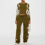 Crop Top Set Manufacturer - OEM/ODM Custom Geometric Print Tight Fitting Crop