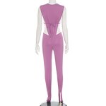 Tracksuit Set Manufacturer - OEM/ODM Custom Women Sleeveless Split Bodysuit