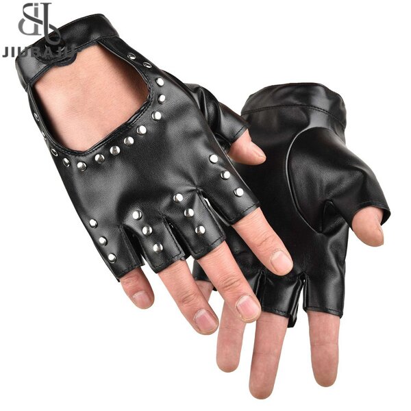 Fingerless Gloves Manufacturer - OEM/ODM Custom Punk Rivet Short PU Leather