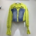 Denim Shirt Manufacturer - OEM/ODM Custom Patchwork Flare Sleeve Contrast