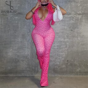 Jumpsuit Manufacturer - OEM/ODM Custom Leopard Print Halter Low-Neck Backless