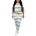 Patchwork Set Manufacturer - OEM/ODM Custom Mardi Gras Striped T-shirt Jogger