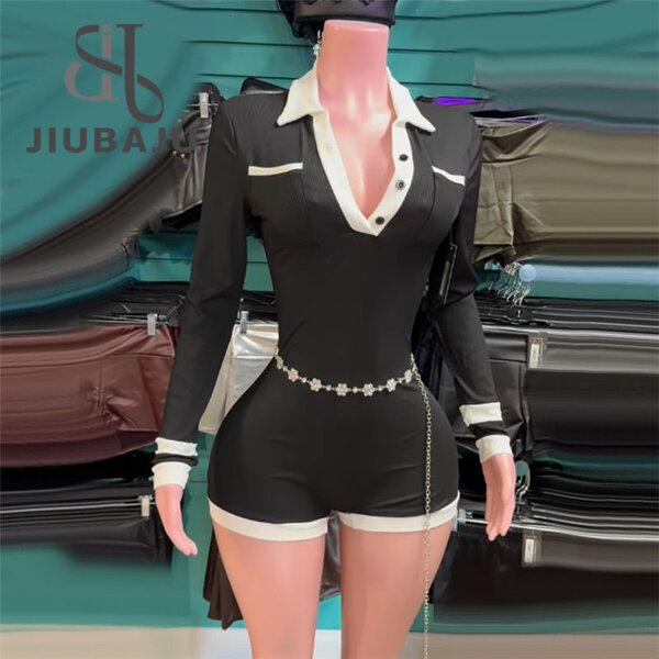 Playsuit Manufacturer - OEM/ODM Custom Office Classic Contrast Colors Lapel