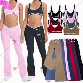 Sportswear Set Manufacturer - OEM/ODM Custom Logo Crop Bra Top Flare Pant