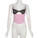 Lace Camisole Manufacturer - OEM/ODM Custom Patchwork Lace Hollow Low-Neck