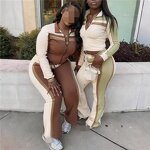 Tracksuit Set Manufacturer - OEM/ODM Custom Patchwork Color Zip Crop Top