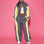 Two Piece Set Manufacturer - OEM/ODM Custom Color Block Crop Top Pants