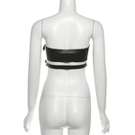 PU Tank Top Manufacturer - OEM/ODM Custom Sexy Hollow Metal Buckle Sleeveless