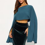 Crop Top Manufacturer - OEM/ODM Custom Sexy Slash Neck Slit Full Sleeve