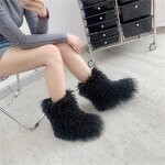 Furry Boots Manufacturer - OEM/ODM Custom Women Fluffy Warm Faux Wool Snow