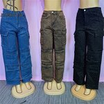 Cargo Jeans Manufacturer - OEM/ODM Custom High Waist Full Rhinestones Baggy