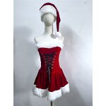 Christmas Dress Set Manufacturer - OEM/ODM Custom Red Fluffy Velvet with Hat