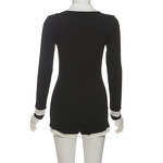 Playsuit Manufacturer - OEM/ODM Custom Office Classic Contrast Colors Lapel