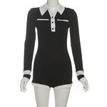 Playsuit Manufacturer - OEM/ODM Custom Office Classic Contrast Colors Lapel