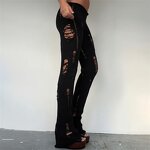 Knit Pants Manufacturer - OEM/ODM Custom Irregular Ripped Solid Hip-Hop
