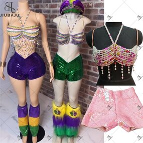 Two Piece Set Manufacturer - OEM/ODM Custom Mardi Gras Beaded Tops Sequin