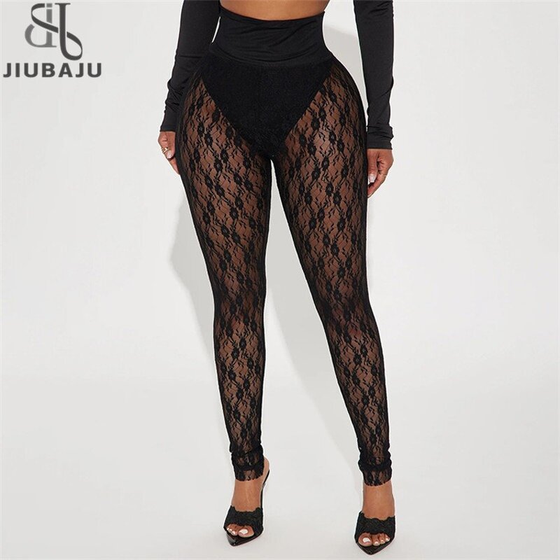 Lace Pants Manufacturer - OEM/ODM Custom Sexy High Waist Sheer Skinny