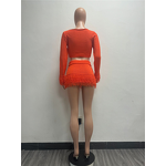 Two Piece Set Manufacturer - OEM/ODM Custom Tassel Patchwork Crop Top Skirt