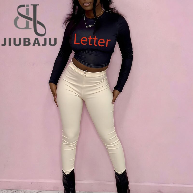 Fitness Set Manufacturer - OEM/ODM Custom Letter Printed 2 Piece Crop Top