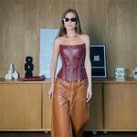 PU Tank Top Manufacturer - OEM/ODM Custom Coquette Zip Sleeveless Backless