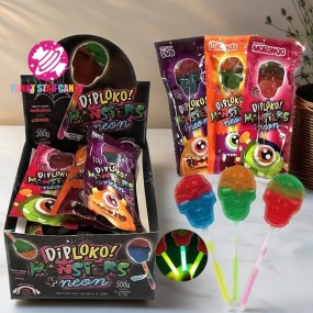 Lollipop Factory - Halloween Skull Head Fluorescent Glow