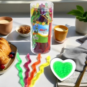 果冻糖生产厂家-热销蛇形布丁棍彩色