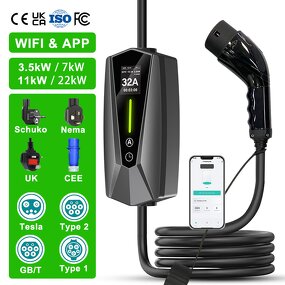 Portable EV Charger Manufacturer - OEM/ODM Custom 7-11kw Type 2 Tuya App