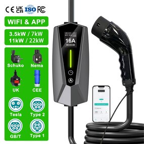 Portable EV Charger Manufacturer - OEM/ODM Custom 7-22kw Type 1 Type 2