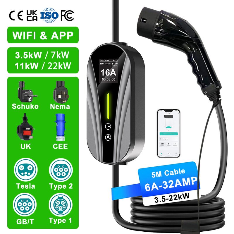 EV Charger Manufacturer - OEM/ODM Custom 22kw Type 2 Tuv Intertek Portable