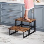 Wooden Step Stool Factory - 3-in-1 Heavy Duty Non-Slip Pads 2-Tire Rustic Brown