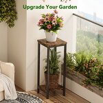 Plant Stand Manufacturer - Modern 2-Tier Indoor Wood Tall Square for Living Room