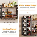 Wall Mounted Wine Rack Supplier - Double Layer with Glass Cup Holder Metal