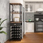 Bar Cabinet Supplier - Wine Rack Freestanding Floor for Liquor and Glasses
