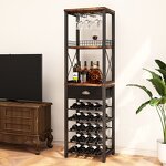 Bar Cabinet Supplier - Wine Rack Freestanding Floor for Liquor and Glasses