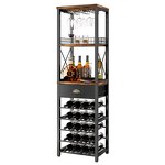 Bar Cabinet Supplier - Wine Rack Freestanding Floor for Liquor and Glasses