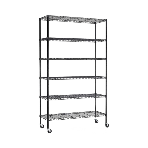 Metal Wire Shelf Factory - 6-Tier Heavy Duty with Wheels Rust-Resistant