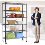 Metal Wire Shelf Factory - 6-Tier Heavy Duty with Wheels Rust-Resistant