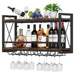 Wall Mounted Wine Rack Factory - Bottle & Glass Holder Wood-Metal Retro Display