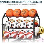 Rolling Ball Storage Rack Factory - 4-Layer Outdoor Basketball Holder with Hooks