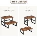 Wooden Step Stool Factory - 3-in-1 Heavy Duty Non-Slip Pads 2-Tire Rustic Brown