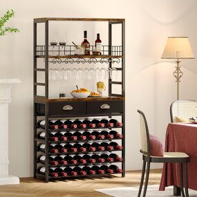 Wine Cabinet Supplier - with Storage Freestanding Floor 6-Tier with Tabletop
