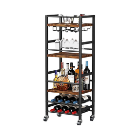 Serving Bar Cart Factory - Rustic Brown 5-Tier Small Kitchen Dining Room