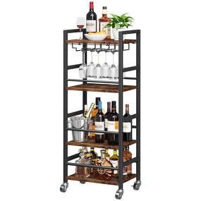 Bar Cart Manufacturer - Home Bar Serving Cart with 4-Tier Shelf Mobile